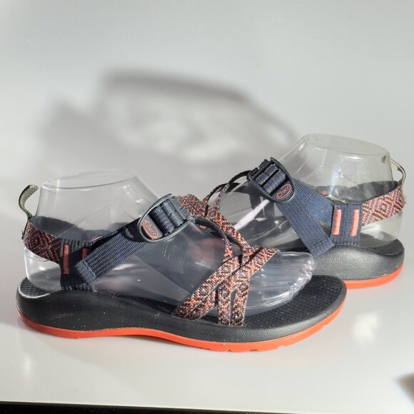 CHACO Kid's Adjustable Strap Padded Eclipse Hiking Sandals Black/Orange Size 5 - Picture 9 of 10